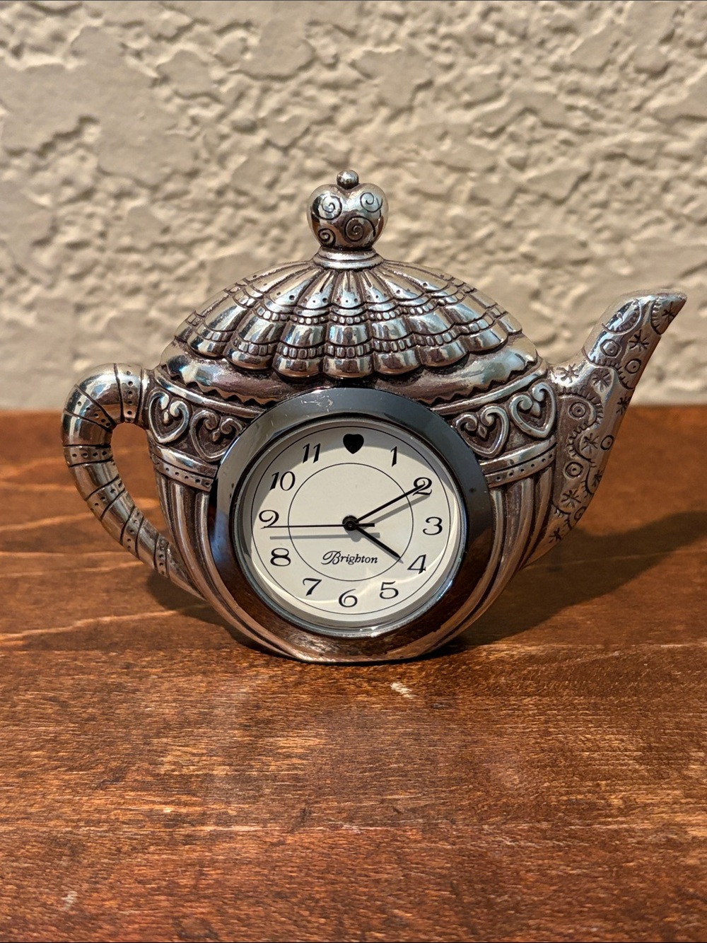 Brighton Small Silver Teapot Clock